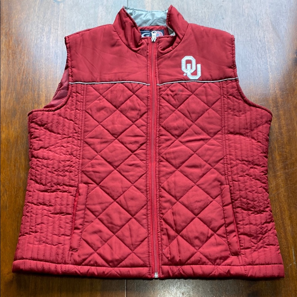 OU Sooners Red Quilted Vest with Logo Size L